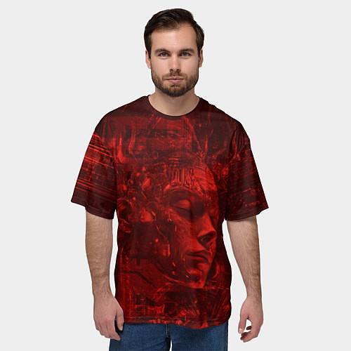 Мужская футболка оверсайз Спящий андроид / 3D-принт – фото 3