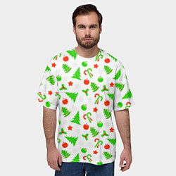 Футболка оверсайз мужская Новогодний ёлочный паттерн, цвет: 3D-принт — фото 2