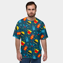 Футболка оверсайз мужская Новогодний сладкий паттерн, цвет: 3D-принт — фото 2