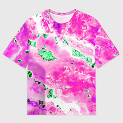 Футболка оверсайз мужская Розово-зелёная абстракция, цвет: 3D-принт
