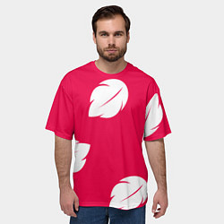 Футболка оверсайз мужская Тестура платья Лило с листьями, цвет: 3D-принт — фото 2