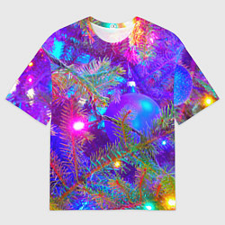 Мужская футболка оверсайз Новогоднее свечение гирлянд