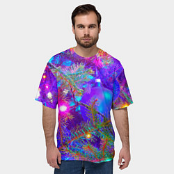 Футболка оверсайз мужская Новогоднее свечение гирлянд, цвет: 3D-принт — фото 2
