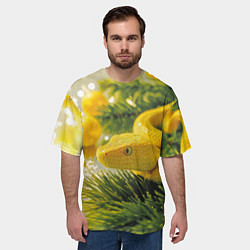 Футболка оверсайз мужская Змея новогодняя лимонного цвета, цвет: 3D-принт — фото 2