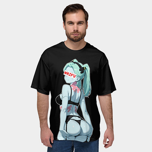 Мужская футболка оверсайз Rebecca waifu - Cyberpunk / 3D-принт – фото 3