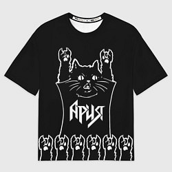 Футболка оверсайз мужская Ярия: кот рок, цвет: 3D-принт
