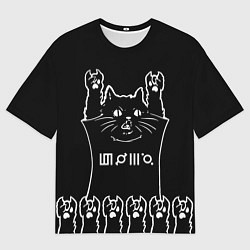 Футболка оверсайз мужская 30 Seconds to Mars - кот рок, цвет: 3D-принт