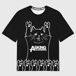 Футболка оверсайз мужская Asking Alexandria - кот рок, цвет: 3D-принт