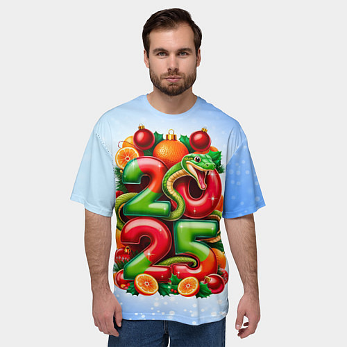 Мужская футболка оверсайз Змеи к нам приходят 2025 / 3D-принт – фото 3