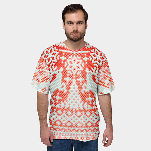 Мужская футболка оверсайз Новогодняя шкура змеи / 3D-принт – фото 3