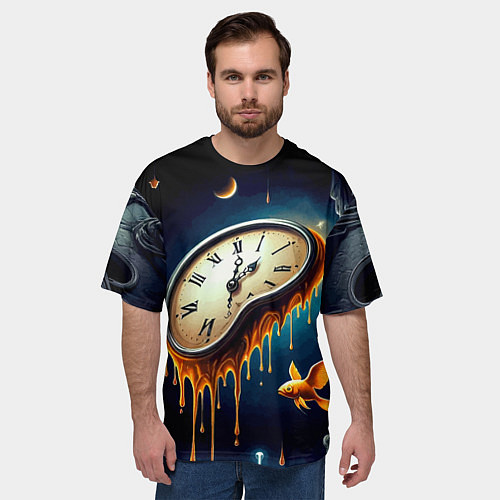 Мужская футболка оверсайз Течение времени - сюрреализм / 3D-принт – фото 3