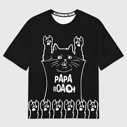 Футболка оверсайз мужская Papa Roach: cat rock, цвет: 3D-принт