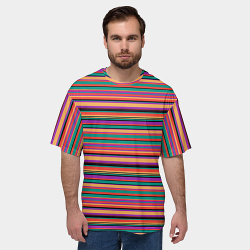 Мужская футболка оверсайз Разноцветье / 3D-принт – фото 3