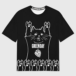 Футболка оверсайз мужская Green Day: cat rock, цвет: 3D-принт