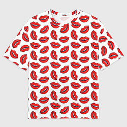 Футболка оверсайз мужская Паттерн с женскими губами, цвет: 3D-принт