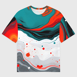 Мужская футболка оверсайз Эбру красочная абстракция