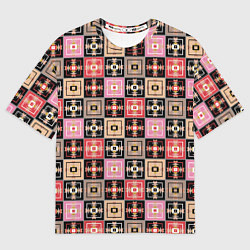 Футболка оверсайз мужская Разноцветная плитка с геометрическим рисунком, цвет: 3D-принт