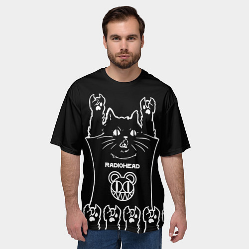 Мужская футболка оверсайз Radiohead: cat rock / 3D-принт – фото 3