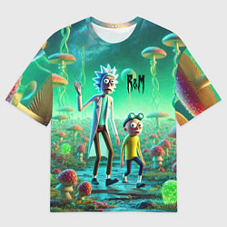 Футболка оверсайз мужская Рик и Морти изучают планету мухоморов - нейроарт ф, цвет: 3D-принт