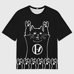 Футболка оверсайз мужская Twenty one pilots: cat rock, цвет: 3D-принт