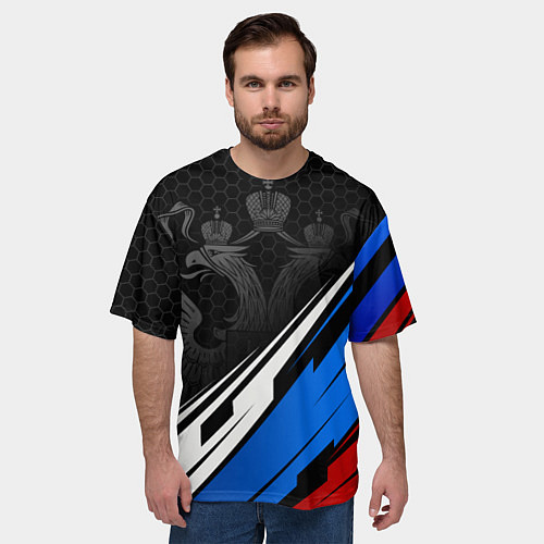 Мужская футболка оверсайз Россия - абстракция / 3D-принт – фото 3
