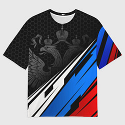 Футболка оверсайз мужская Россия - абстракция, цвет: 3D-принт