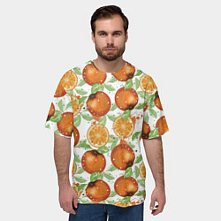 Футболка оверсайз мужская Сочные апельсины и дольки апельсинов, цвет: 3D-принт — фото 2