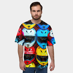 Футболка оверсайз мужская Шлемы BMX, цвет: 3D-принт — фото 2