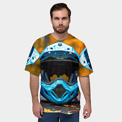 Футболка оверсайз мужская Три синих шлема, цвет: 3D-принт — фото 2