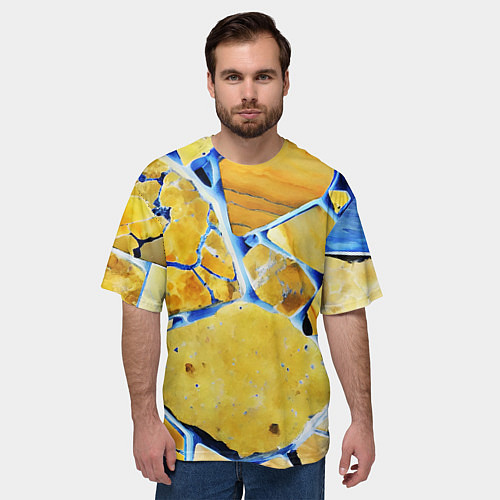 Мужская футболка оверсайз Жёлто-синяя абстракция / 3D-принт – фото 3