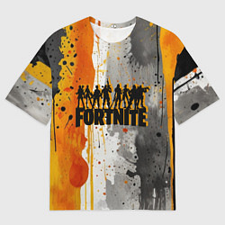 Футболка оверсайз мужская Фортнайт на фоне разлитых красок, цвет: 3D-принт