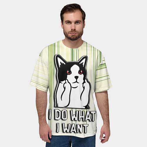 Мужская футболка оверсайз Кот - я делаю что хочу / 3D-принт – фото 3