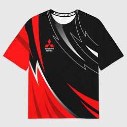 Футболка оверсайз мужская Mitsubishi - red and black, цвет: 3D-принт