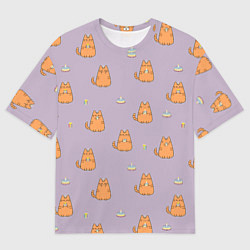 Футболка оверсайз мужская Праздничный кот Рыжинс, цвет: 3D-принт