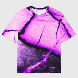 Мужская футболка оверсайз Трещины на абстрактном фиолетовом фоне