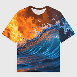 Футболка оверсайз мужская Волна и огонь, цвет: 3D-принт