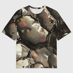 Футболка оверсайз мужская Жидкая субстанция светло-коричневая, цвет: 3D-принт