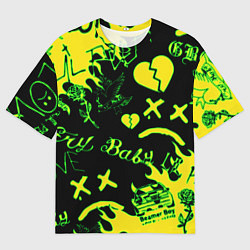 Мужская футболка оверсайз Lil Peep кислотные автографы