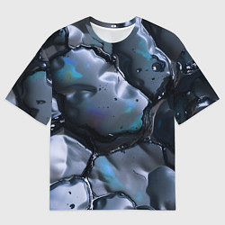 Футболка оверсайз мужская Жидкая субстанция серая, цвет: 3D-принт