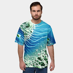 Футболка оверсайз мужская Берег и синие волны, цвет: 3D-принт — фото 2