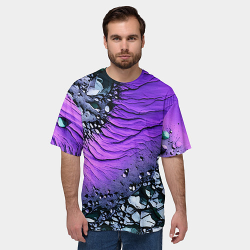 Мужская футболка оверсайз Камни и фиолетовая земля / 3D-принт – фото 3