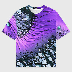 Футболка оверсайз мужская Камни и фиолетовая земля, цвет: 3D-принт