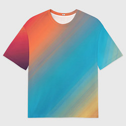 Мужская футболка оверсайз Сине-оранжевый градиент