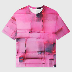 Мужская футболка оверсайз Чёрные пятна на розовом фоне абстракция