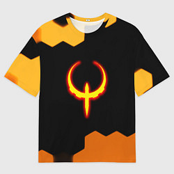 Футболка оверсайз мужская Квейк соты огненное лого, цвет: 3D-принт