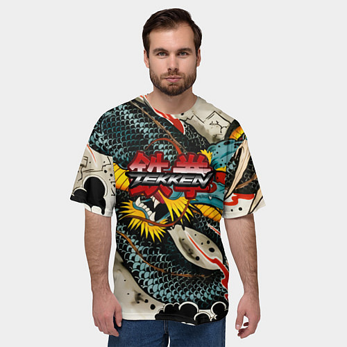 Мужская футболка оверсайз Tekken dragon tatoo / 3D-принт – фото 3