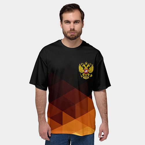 Мужская футболка оверсайз Герб России геометрия / 3D-принт – фото 3