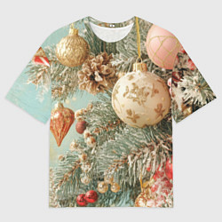 Футболка оверсайз мужская Елочные новогодние игрушки, цвет: 3D-принт