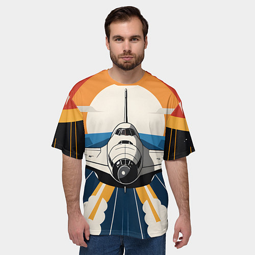 Мужская футболка оверсайз Скоростной ретро самолет / 3D-принт – фото 3