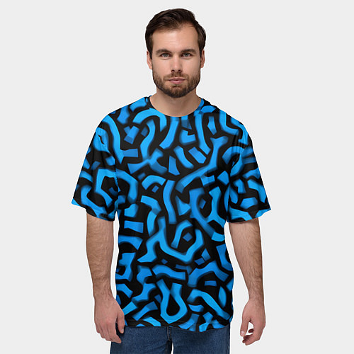 Мужская футболка оверсайз Синее граффити / 3D-принт – фото 3